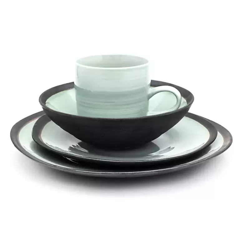 Turquoise and Black Ceramic 16-pc. Dinnerware Set>Kirklands Home Clearance
