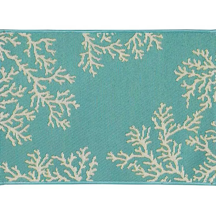 Turquoise Coral Indoor/Outdoor Rug, 2x3>Kirklands Home Store