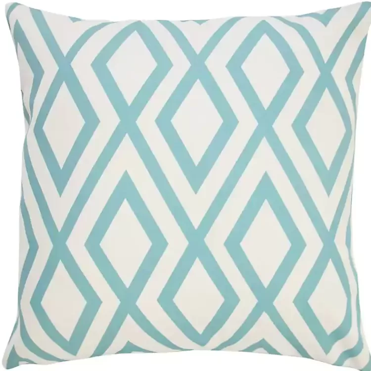 Turquoise Geometric Diamond Outdoor Pillow>Kirklands Home Clearance