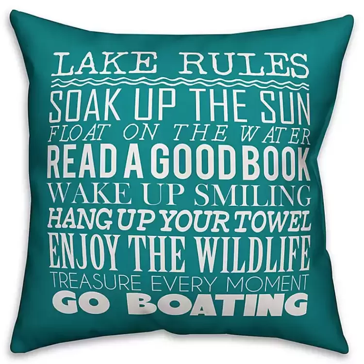 Turquoise Lake Rules Outdoor Pillow>Kirklands Home Fashion