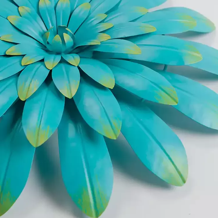 Turquoise Metal Flower Outdoor Wall Plaque>Kirklands Home Outlet
