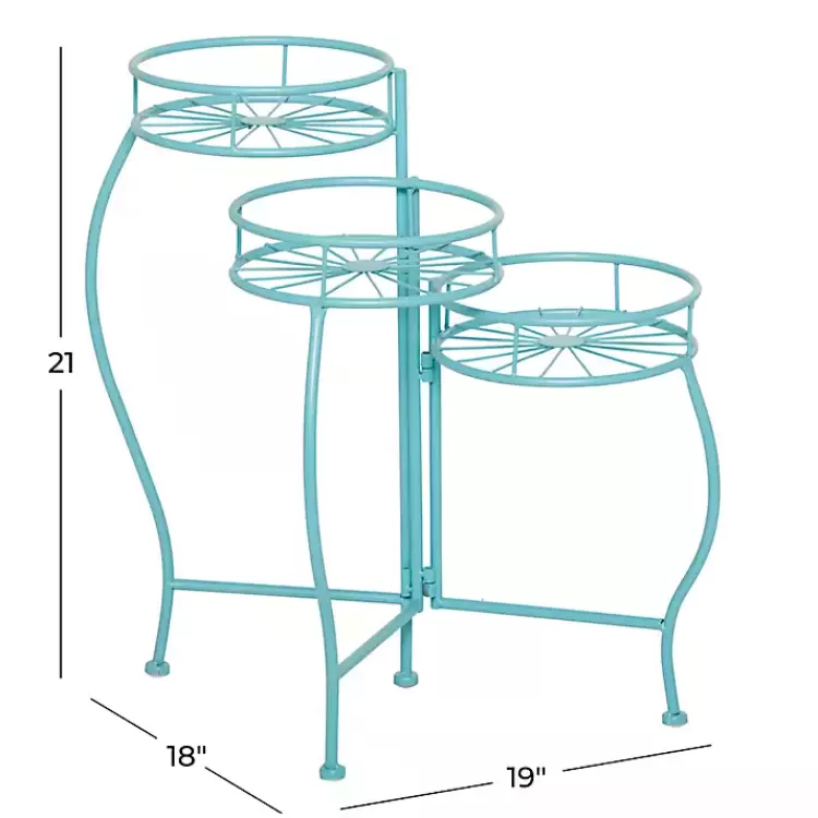 turquoise_metal_starburst_tier_plant_stand_4.webp Turquoise Metal Starburst 3-Tier Plant Stand>Kirklands Home Best Sale