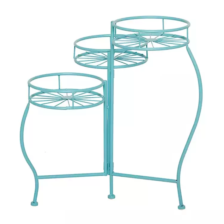turquoise_metal_starburst_tier_plant_stand_5.webp Turquoise Metal Starburst 3-Tier Plant Stand>Kirklands Home Best Sale