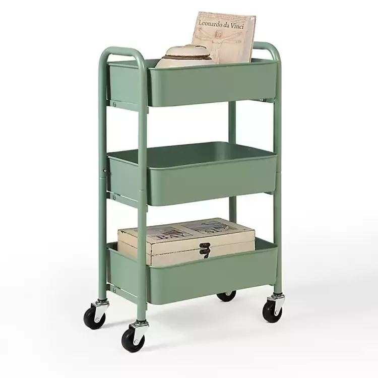 Turquoise Metal 3-Tier Organizer Storage Cart>Kirklands Home Outlet