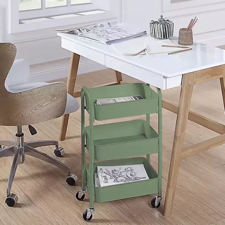 Turquoise Metal 3-Tier Organizer Storage Cart>Kirklands Home Outlet