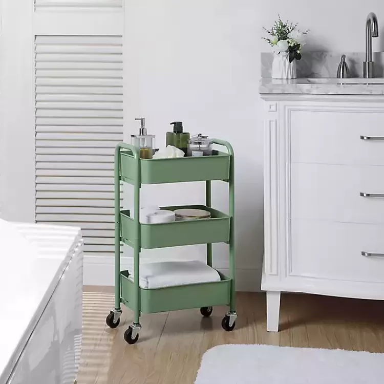 turquoise_metal_tier_organizer_storage_cart_2.webp Turquoise Metal 3-Tier Organizer Storage Cart>Kirklands Home Outlet