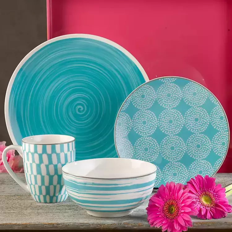 Turquoise Stoneware 16-pc. Dinnerware Set>Kirklands Home Hot