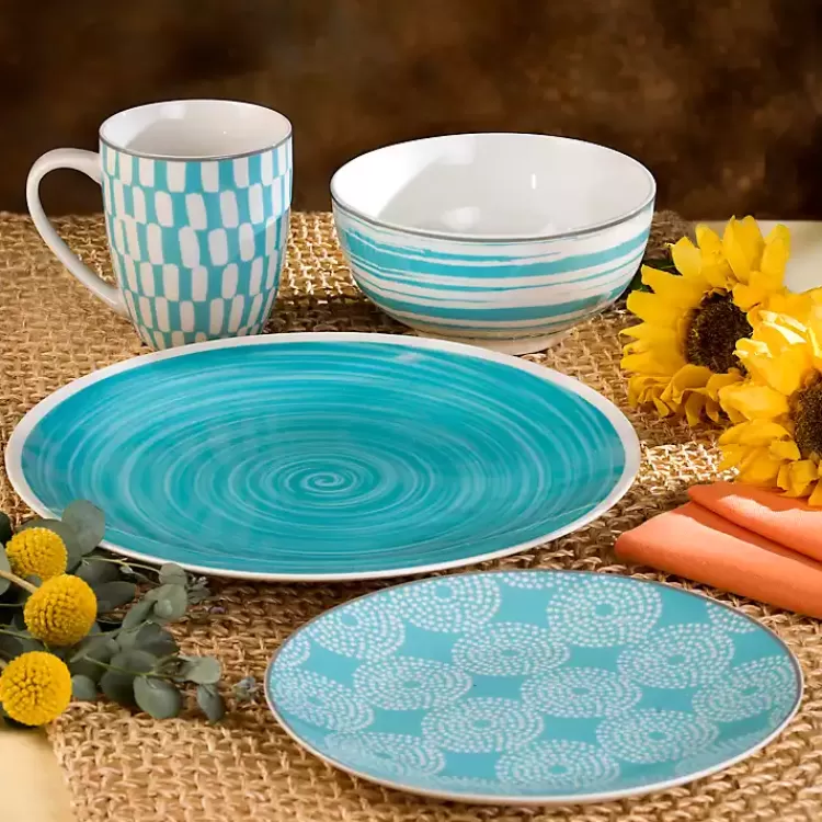 turquoise_stoneware_pc_dinnerware_set_3.webp Turquoise Stoneware 16-pc. Dinnerware Set>Kirklands Home Hot