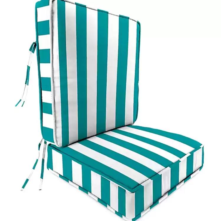 Turquoise Striped Outdoor Deep Seat Cushion>Kirklands Home Cheap