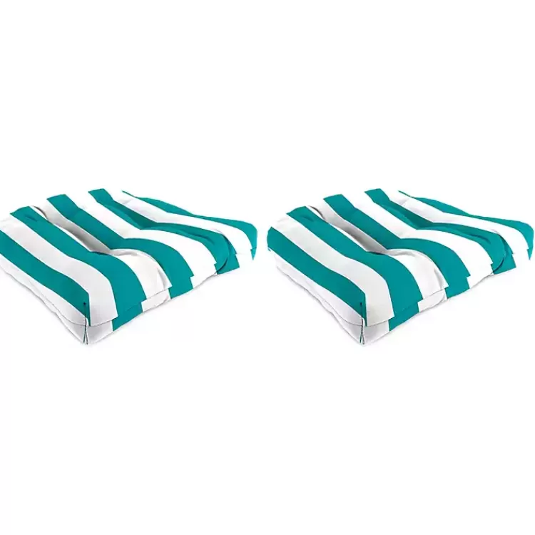 Turquoise Stripes Outdoor Chair Cushions, Set of 2>Kirklands Home Shop