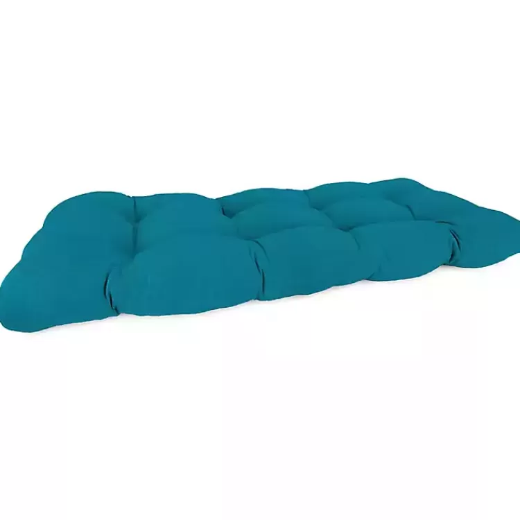 Turquoise Tufted Canvas Outdoor Bench Cushion>Kirklands Home Best
