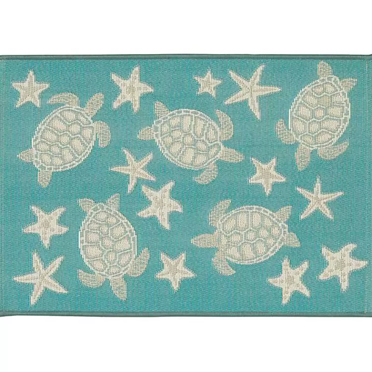 Turquoise Turtles Indoor/Outdoor Rug, 2x3>Kirklands Home Best Sale