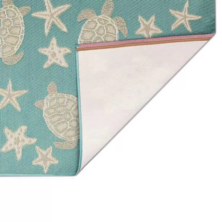 Turquoise Turtles Indoor/Outdoor Rug, 2x3>Kirklands Home Best Sale