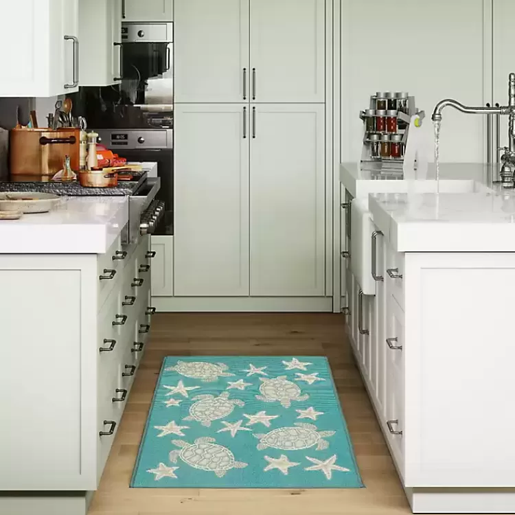 turquoise_turtles_indooroutdoor_rug_x_5.webp Turquoise Turtles Indoor/Outdoor Rug, 2x3>Kirklands Home Best Sale