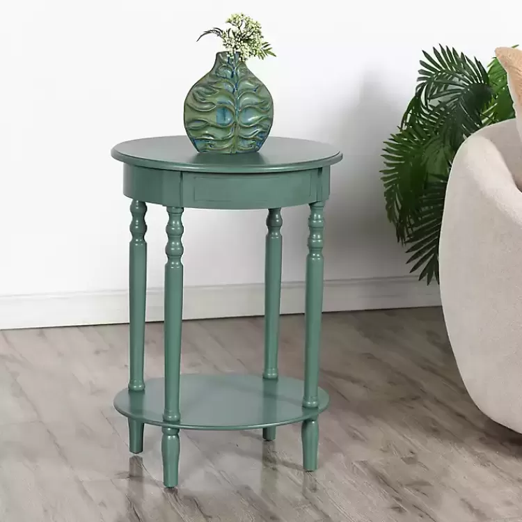 Turquoise Wood Oval Emily Accent Table>Kirklands Home Fashion