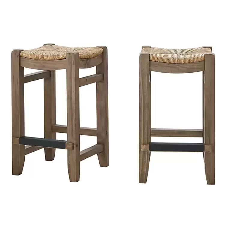 Twisted Seagrass and Wood Counter Stools, Set of 2>Kirklands Home Store