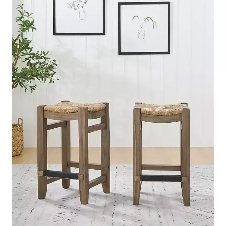 Twisted Seagrass and Wood Counter Stools, Set of 2>Kirklands Home Store