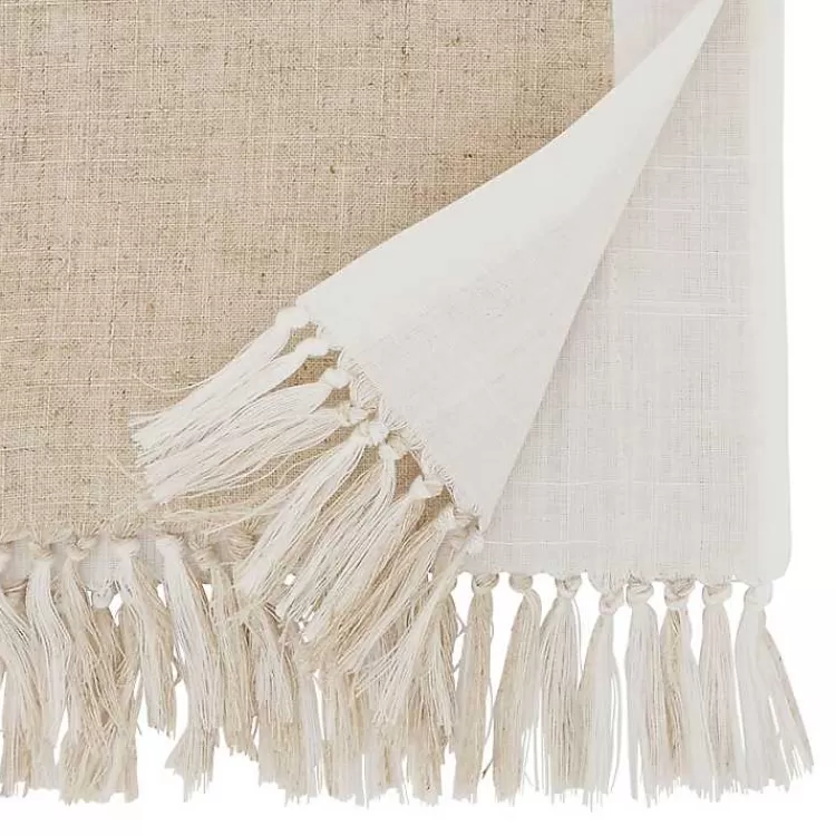 Two Tone Tan and White Table Runner, 90 in.>Kirklands Home Best Sale