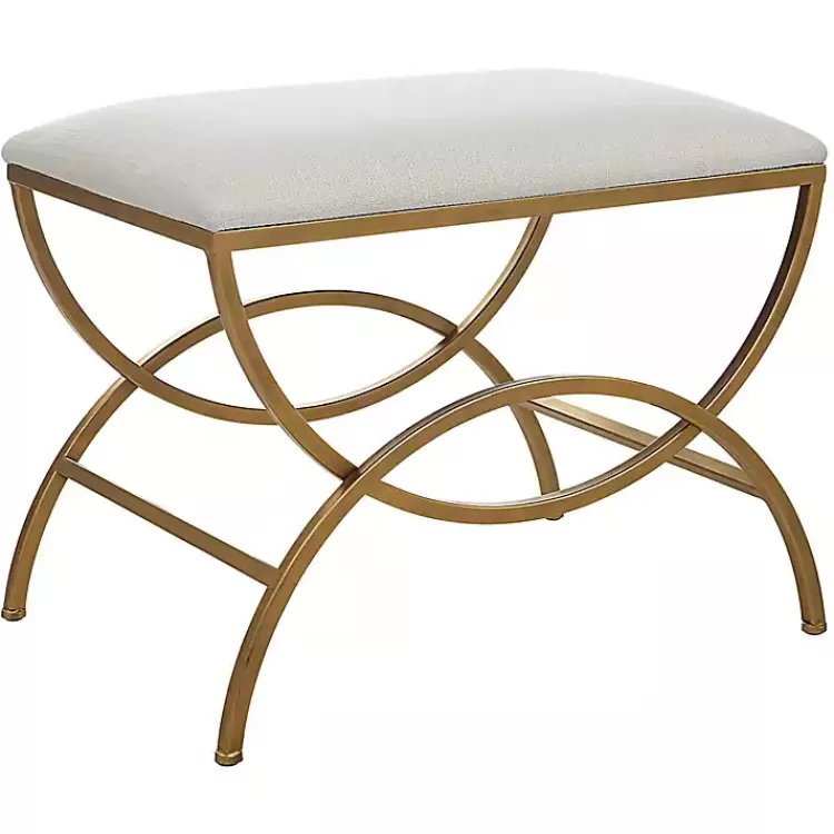 upholstered_gold_metal_arched_frame_bench_2.webp Upholstered Gold Metal Arched Frame Bench>Kirklands Home Clearance
