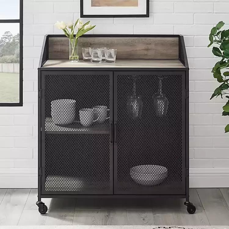 Urban Mesh Door Rolling Bar Cabinet>Kirklands Home Online