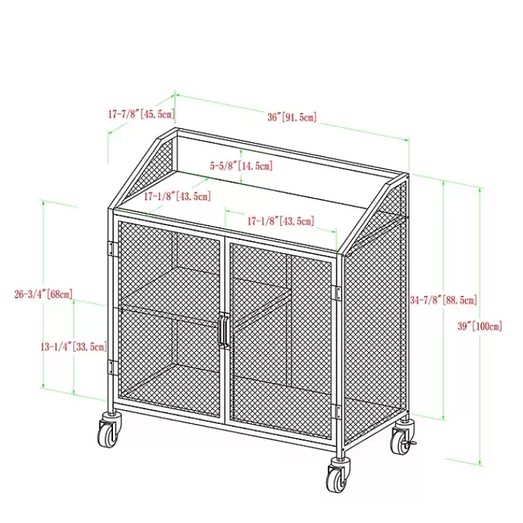 urban_mesh_door_rolling_gray_bar_cabinet_4.webp Urban Mesh Door Rolling Bar Cabinet>Kirklands Home Online