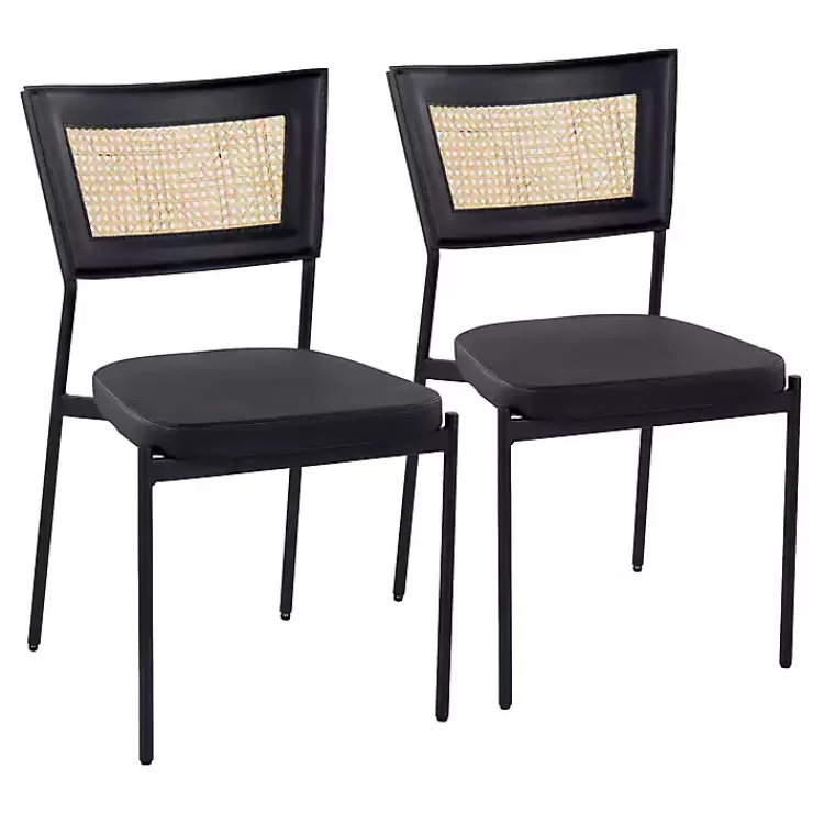 Vegan Leather and Rattan Dining Chairs, Set of 2>Kirklands Home Best