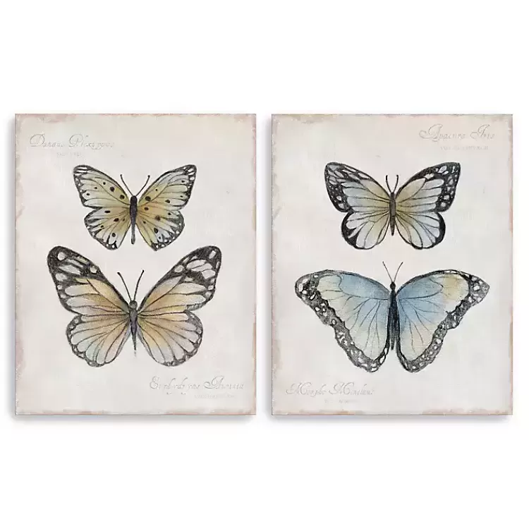 Vintage Butterflies Canvas Art Prints, Set of 2>Kirklands Home Online