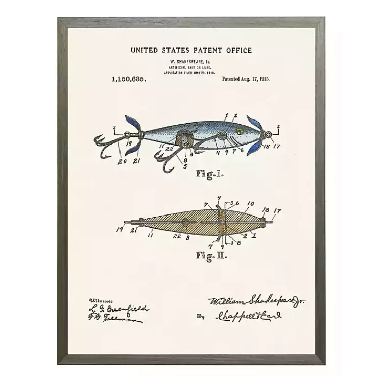 Vintage Fishing Lure Patent Framed Art Print>Kirklands Home Shop