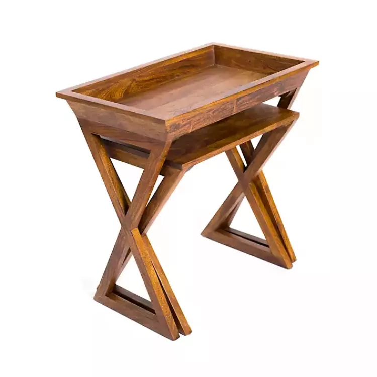 Walnut Acacia Wood 2-pc. End Table Set>Kirklands Home Clearance