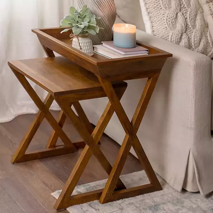 walnut_acacia_wood_pc_end_table_set_5.webp Walnut Acacia Wood 2-pc. End Table Set>Kirklands Home Clearance