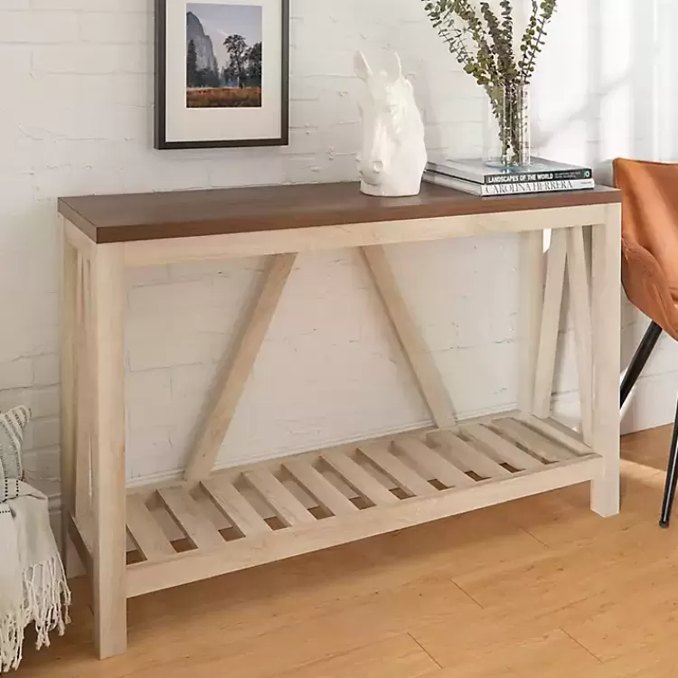 Walnut and Whitewash A-Frame Console Table>Kirklands Home Online