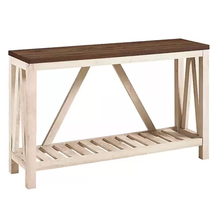 Walnut and Whitewash A-Frame Console Table>Kirklands Home Online