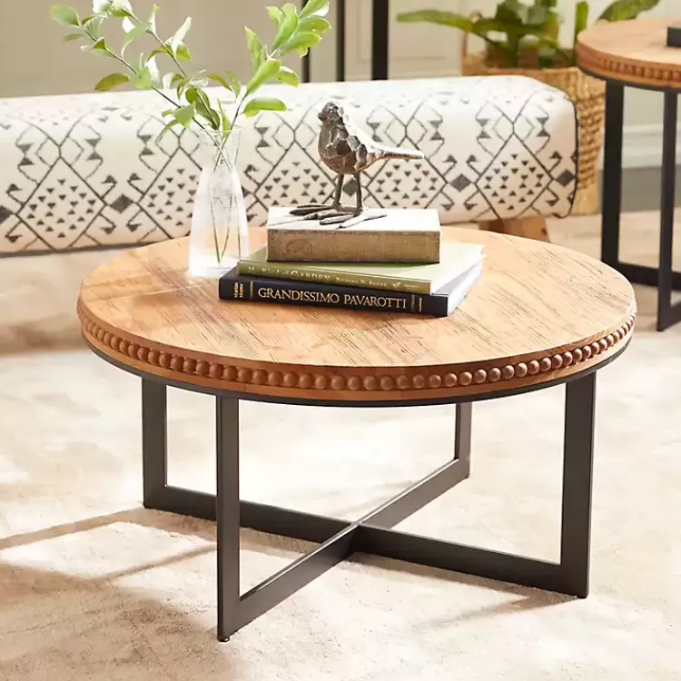 Walnut Beaded Industrial Coffee Table>Kirklands Home New