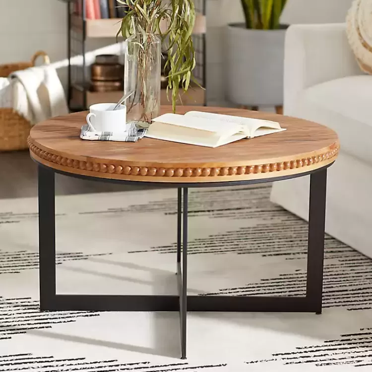 walnut_beaded_industrial_coffee_table_2.webp Walnut Beaded Industrial Coffee Table>Kirklands Home New