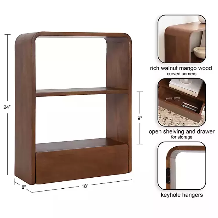 Walnut Kato Single Drawer Wall Shelf>Kirklands Home Shop