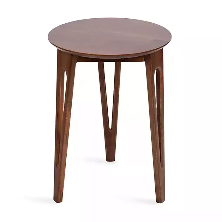 Walnut Mango Wood Round Kershaw Accent Table>Kirklands Home Clearance