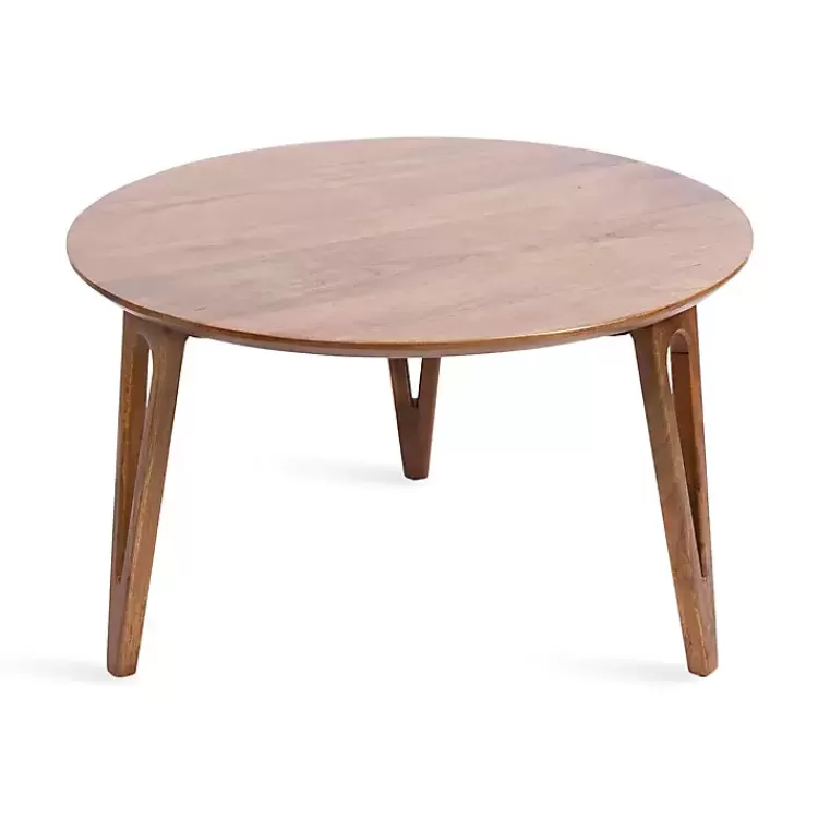 Walnut Mango Wood Round Kershaw Coffee Table>Kirklands Home Online