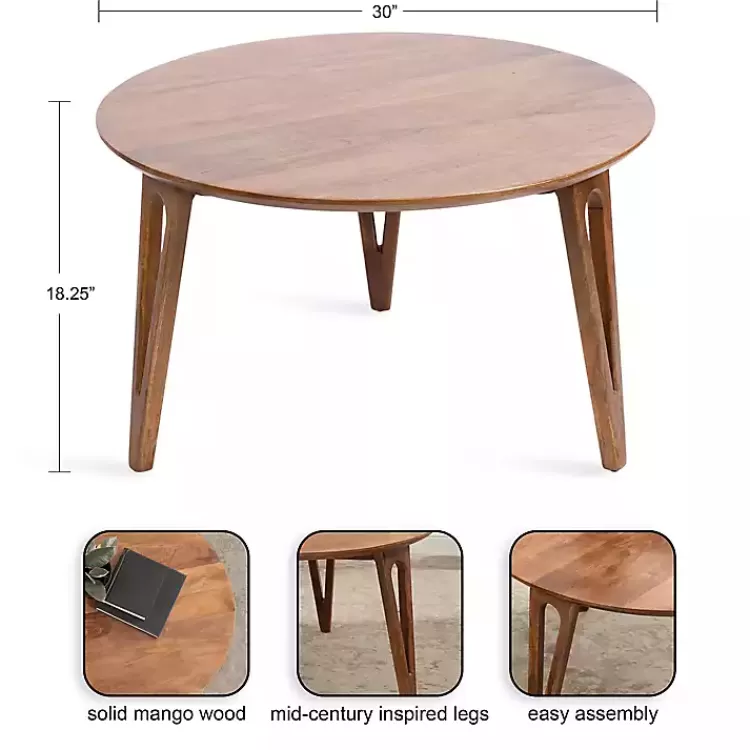 Walnut Mango Wood Round Kershaw Coffee Table>Kirklands Home Online