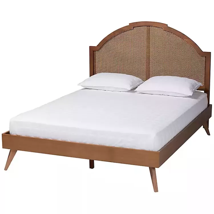 Walnut Rattan Kelly Queen Platform Bed>Kirklands Home Store