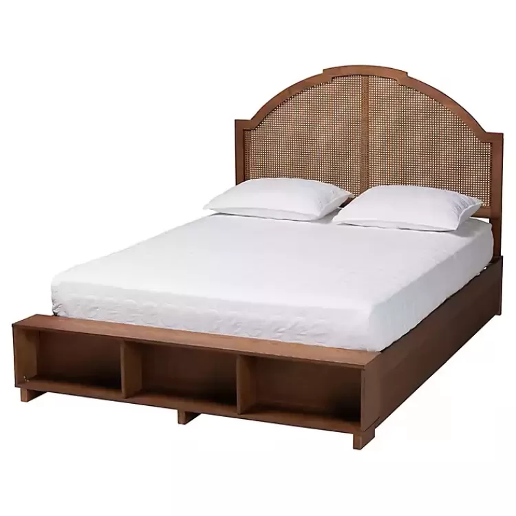 Walnut Rattan Queen Storage Bed>Kirklands Home Online