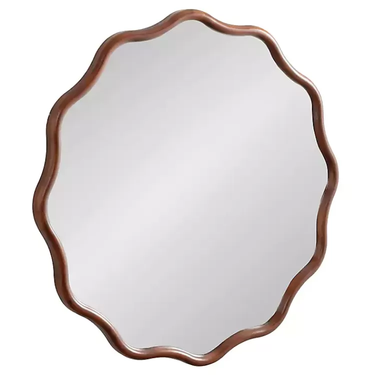 Walnut Wavy Scallop Round Wall Mirror>Kirklands Home Best