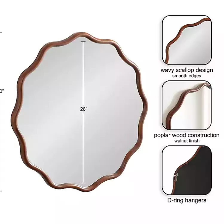Walnut Wavy Scallop Round Wall Mirror>Kirklands Home Best