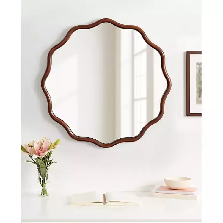 walnut_brown_wavy_scallop_round_wall_mirror_5.webp Walnut Wavy Scallop Round Wall Mirror>Kirklands Home Best