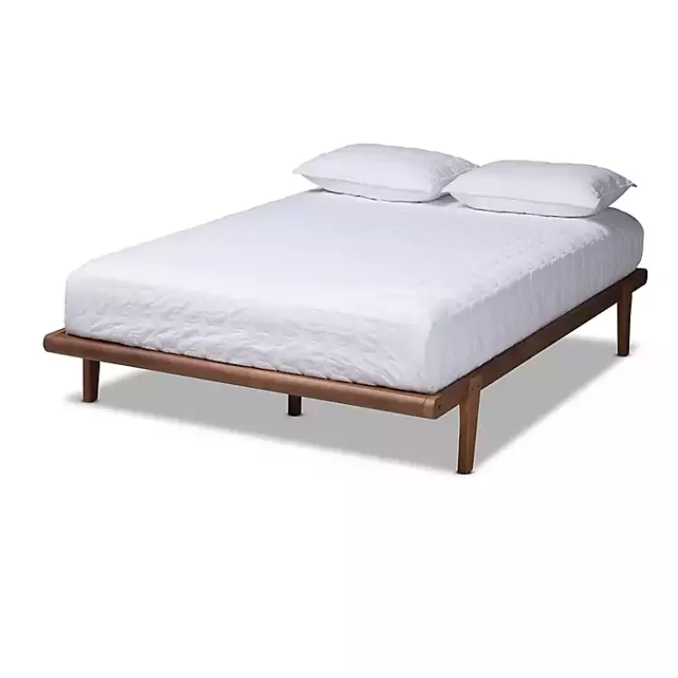 Walnut Wood Full Platform Bed>Kirklands Home Clearance