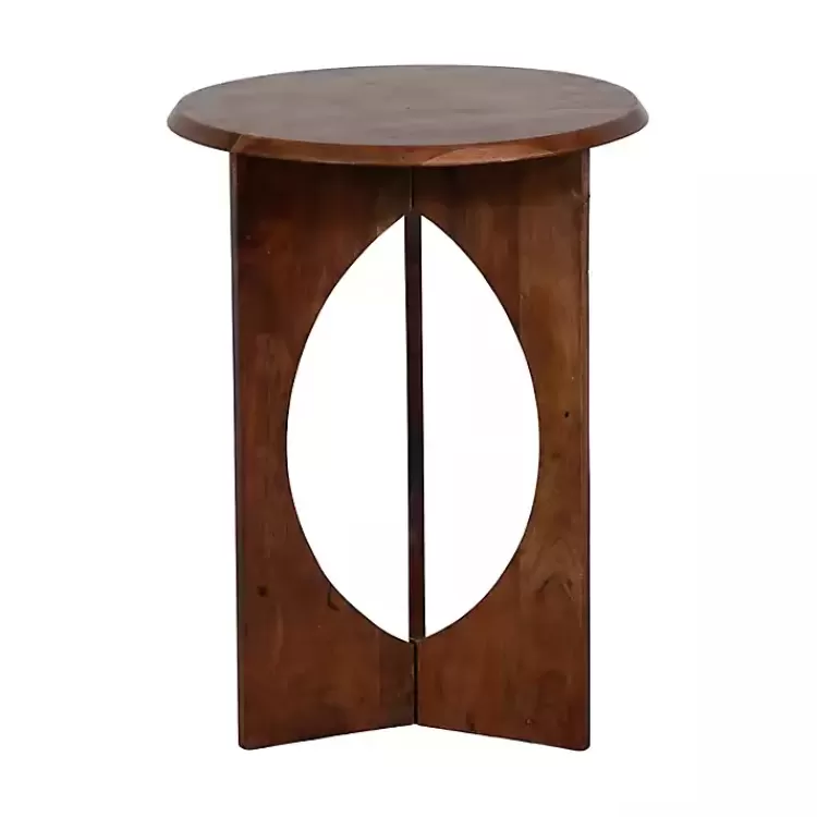 Walnut Cut-Out Round Accent Table>Kirklands Home Outlet