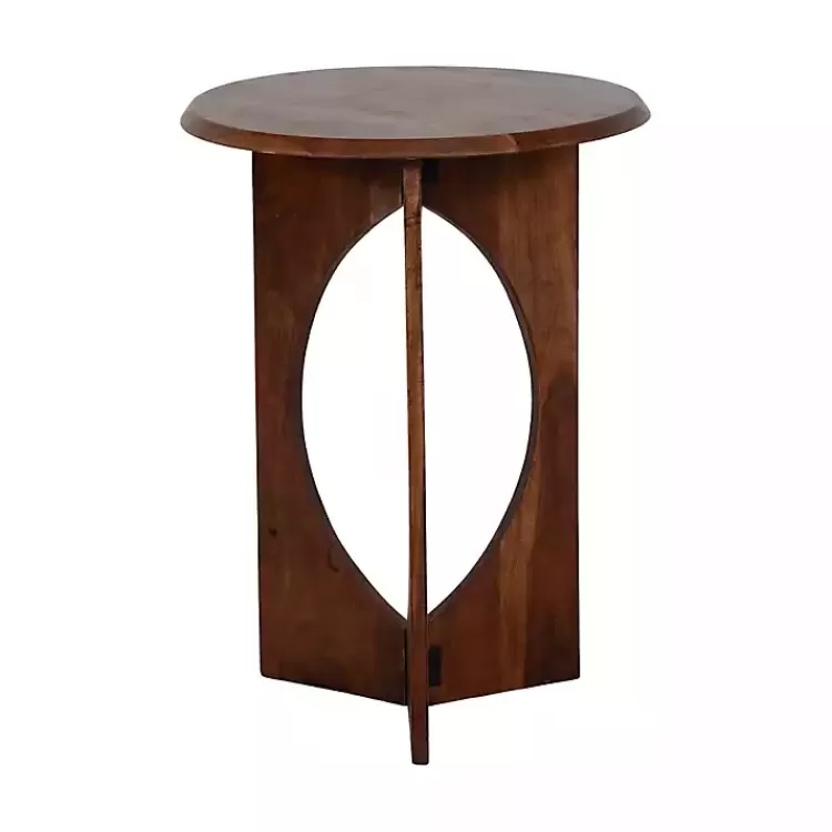 Walnut Cut-Out Round Accent Table>Kirklands Home Outlet