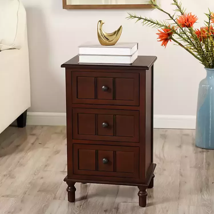 Walnut 3-Drawer Winne Accent Table>Kirklands Home Fashion