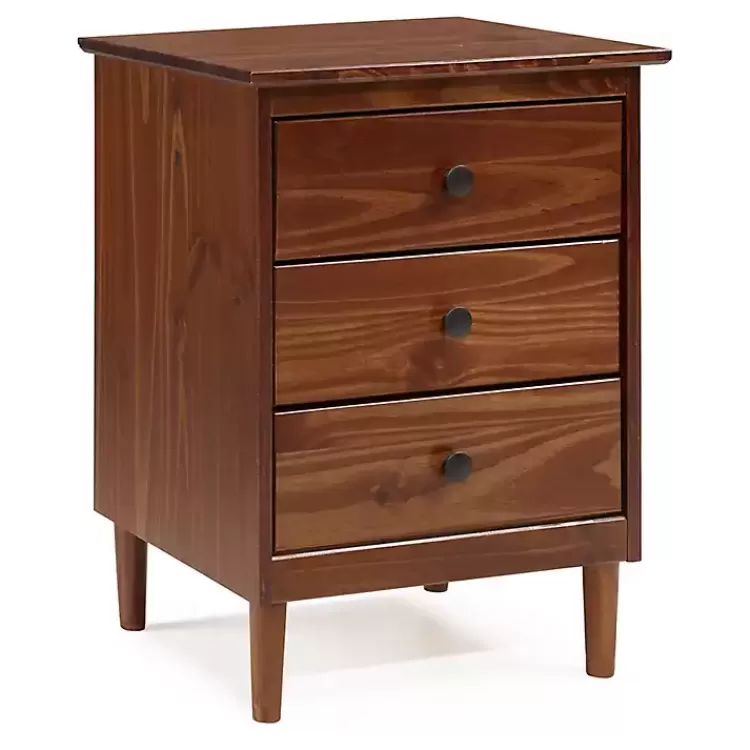 Walnut 3-Drawer Wood Nightstand>Kirklands Home Online