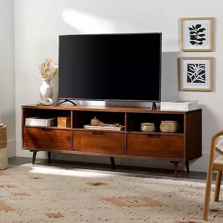 Walnut 3-Drawer Wood TV Stand>Kirklands Home Store