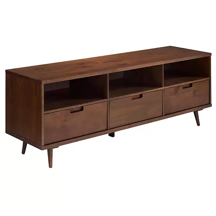 walnut_drawer_wood_tv_stand_2.webp Walnut 3-Drawer Wood TV Stand>Kirklands Home Store